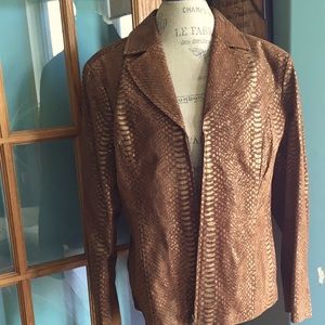Guillaume brown and gold python leather blazer 2x